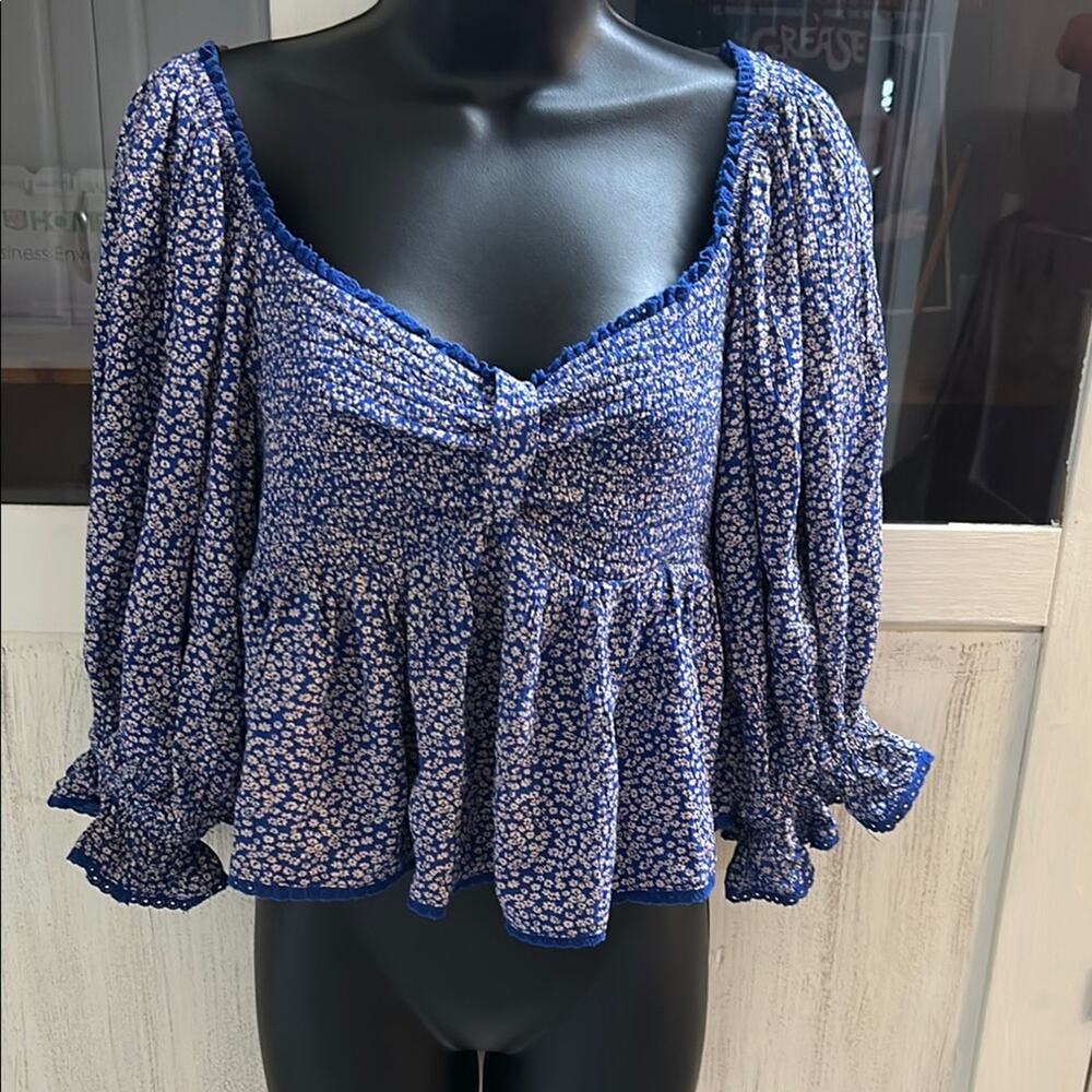 Free People Brittnee Smocked Floral Blouse